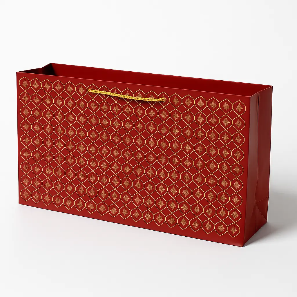 H07 01 (7"x14"x7") Red & Gold Gift Bag | Perfect for Apparel, Gift Sets and Special Occasion Presents