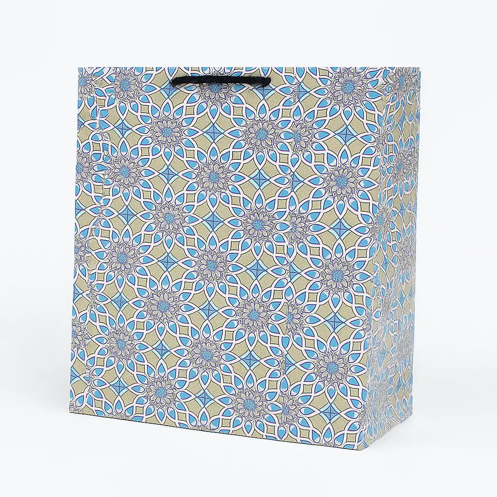 H08 01 (10"x11"x10")  Blue & Tan Gift Bag | Perfect for Medium to Large Items, Apparel, Home Goods and Special Occasion Gifts 