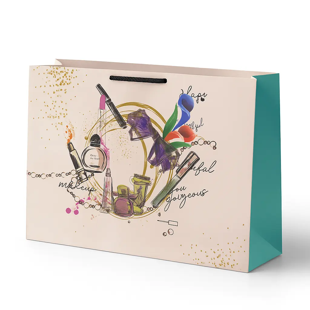 H14 05 (4"x14"x10")  Artistic Meadow Cream Gift Bag | Ideal for Weddings, Anniversaries, Birthdays, Corporate Gifts, Cultural Events, Special Occasions, Product Packaging, Boutique Merchandise