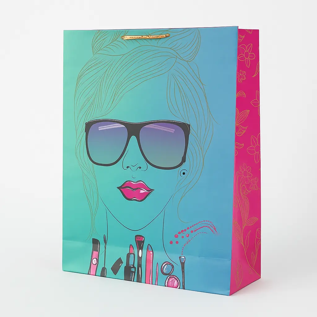 H16 01 (4"x13"x17") Fashion Illustrated Gift Bag | Ideal for Cosmetics, Apparel, Beauty Products, Birthday Gifts, Graduations, Special Occasions, Boutique Merchandise  