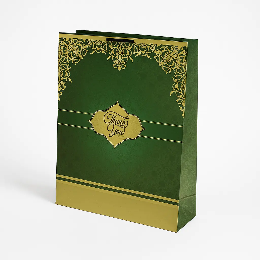 H16 04 (4"x13"x17") Green Gift Bag | Ideal for  Apparel, Beauty Products, Graduations, Special Occasions, Boutique Merchandise