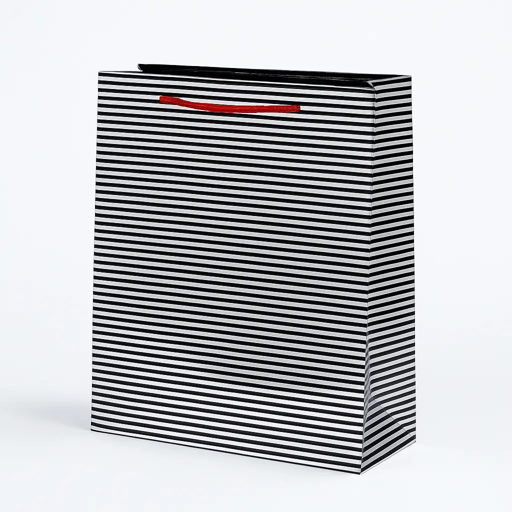 [H1703000000] H17 03 (4"x13"x12.5") Black & White Gift Bag | Perfect for Birthdays, Anniversaries, Wedding, Special Occasion 