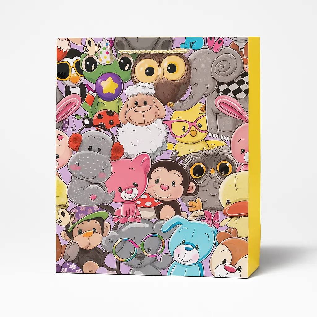 H26 15 (4"x11"x14") Animated Jungle Friends Gift Bag | Perfect for  Birthday, Kids, Special Occasion Gifting