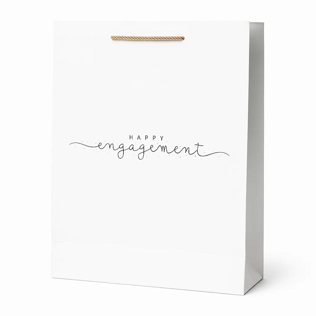 H26 23 (4"x11"x14") Minimalist "Happy Engagement" Gift Bag | Perfect for  Engagement, Special Occasion Gifting