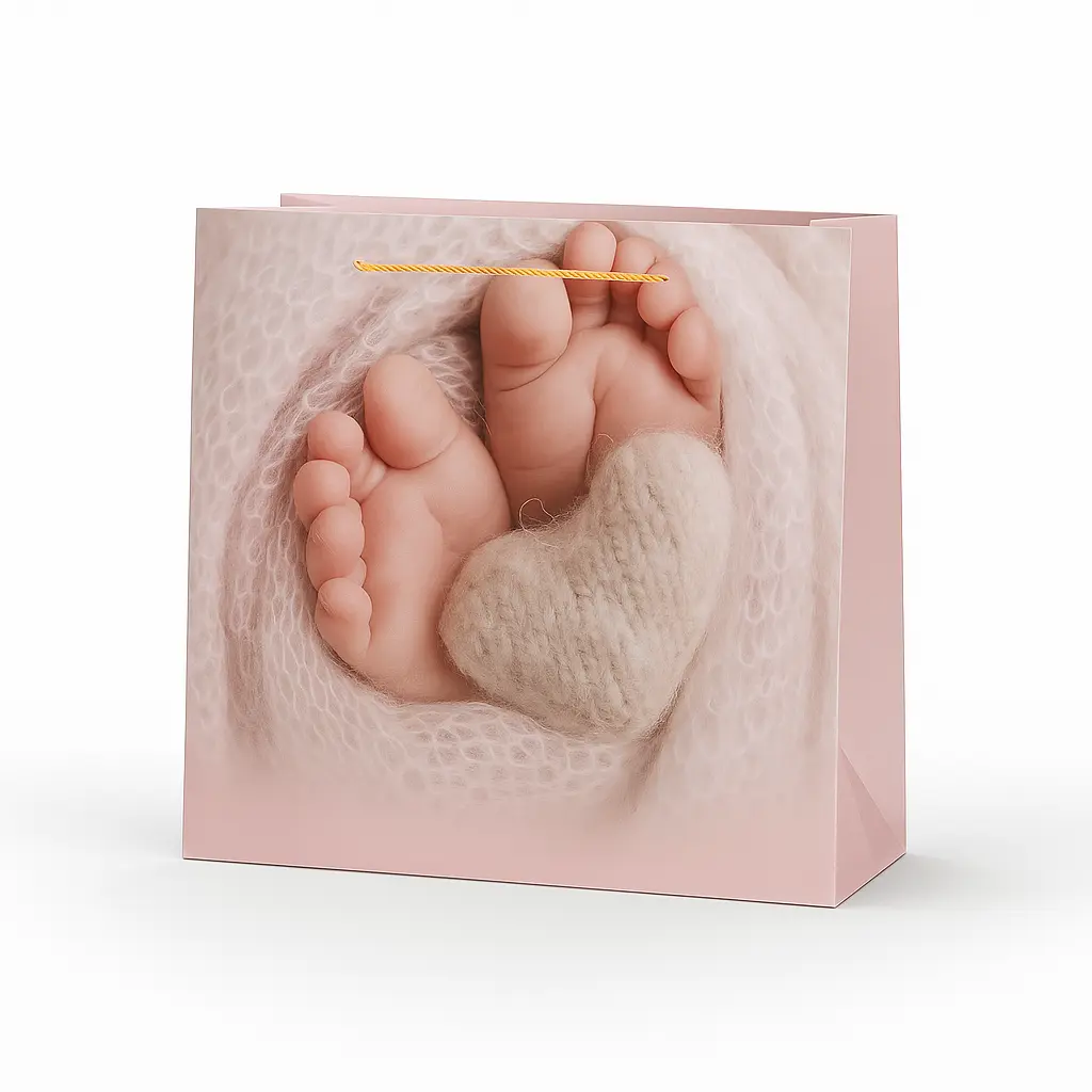H28 07 (5"x17.5"x13") Pink Printed Gift Bag | Perfect for Gender Reveal, Baby Girl Gifts, Baby Shower, Newborn Gifts, Special Occasion Gifting