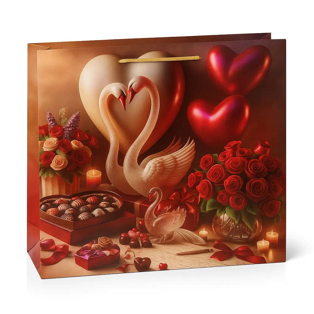 H28 09 (5"x17.5"x13") Red Printed Gift Bag | Perfect for  Wedding, Engagement, Anniversary, Special Occasion Gifting, Valentine's Day