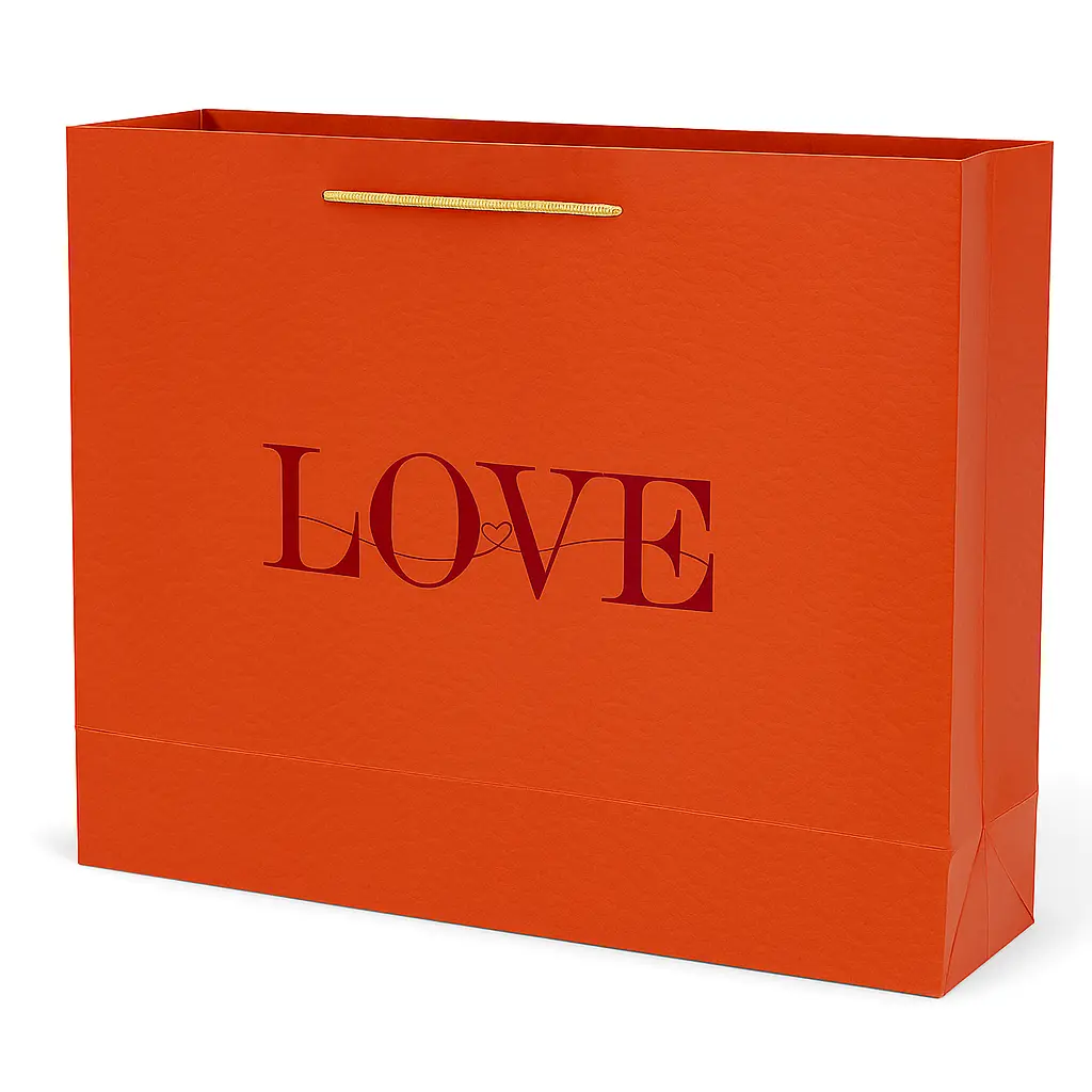 H28 19 (5"x17.5"x13") Orange "LOVE" Gift Bag | Perfect for  Wedding, Valentine Day, Anniversary, Special Occasion Gifting
