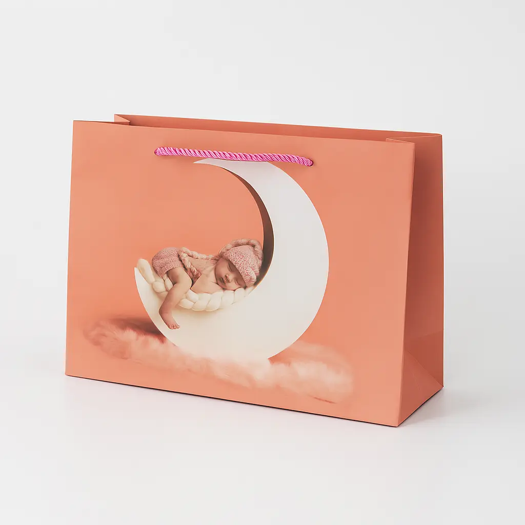 H29 23 (3.5"x10.5"x7") Pink Printed Gift Bag | Perfect for Gender Reveal, Baby Gifts, Baby Shower, Newborn Gifts, Special Occasion Gifting