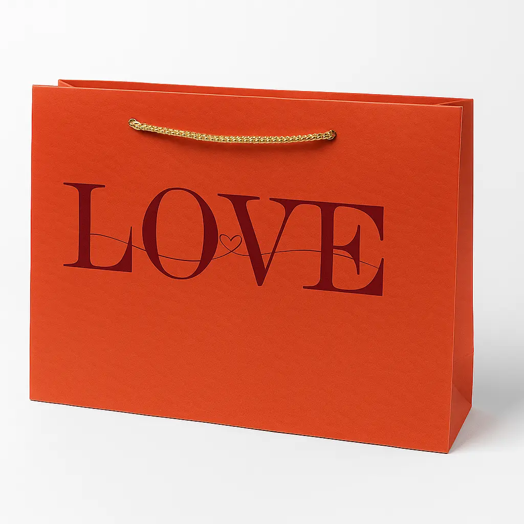 H29 31 (3.5"x10.5"x7") Orange "LOVE" Gift Bag | Perfect for  Wedding, Valentine Day, Anniversary, Special Occasion Gifting