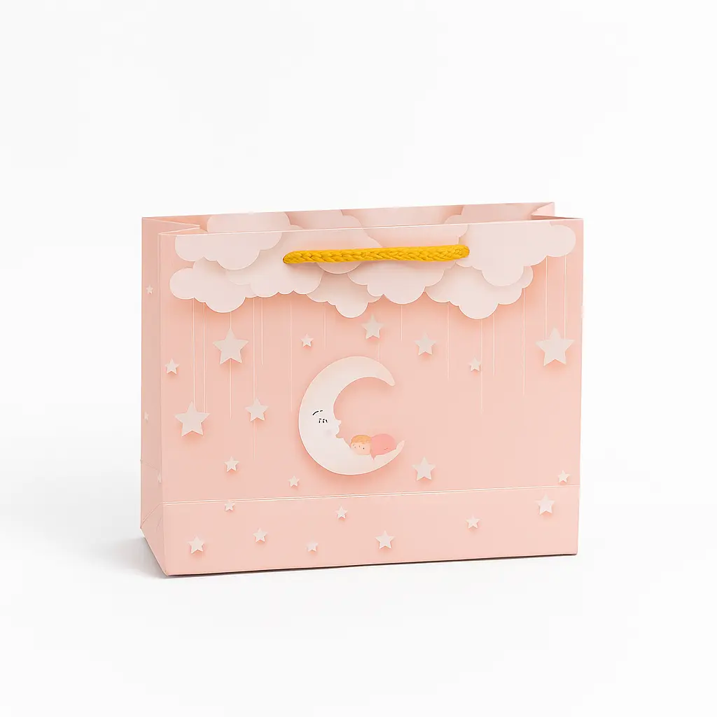 H30 04 (2"x7"x5") Pink Printed Gift Bag | Perfect for Gender Reveal, Baby Girl Gifts, Baby Shower, Newborn Gifts, Special Occasion Gifting