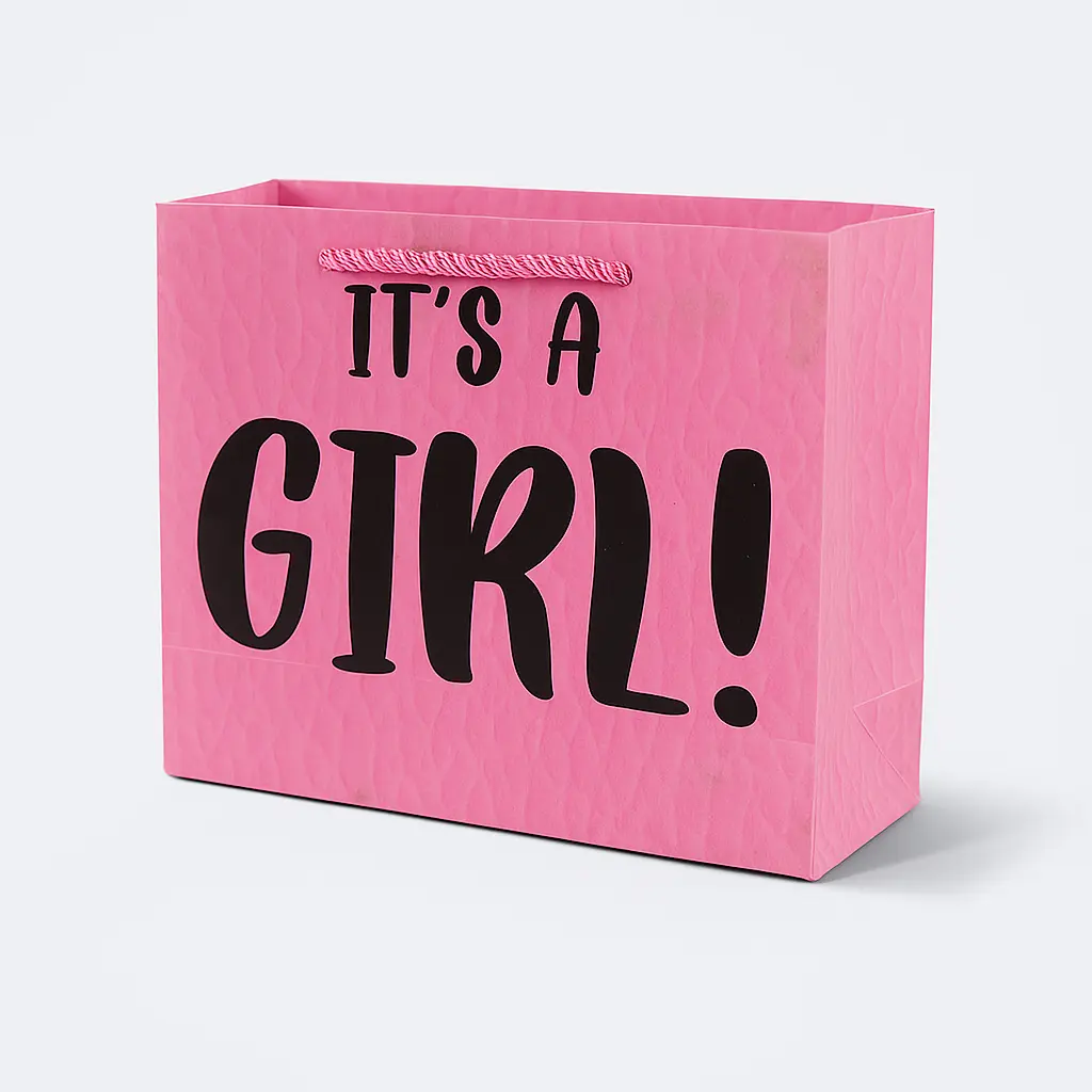 H30 19 (2"x7"x5") Pink Gift Bag | Perfect for Gender Reveal, Baby Girl Gifts, Baby Shower, Newborn Gifts, Special Occasion Gifting