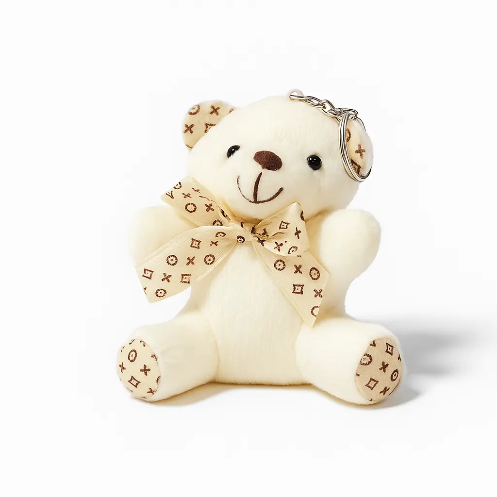 Toy TB03 | Mini Off-White Teddy Bear Plush Keychain