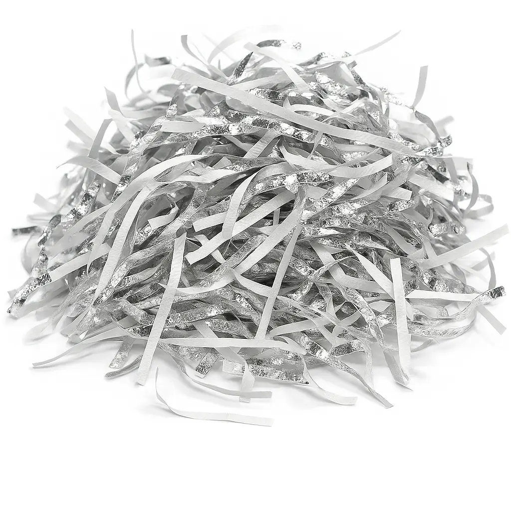 [SP01SILVER0]  SP01 Silver Fine-Cut Shredded Paper | Decorative Void Filler for Hampers, Baskets & Gift Boxes