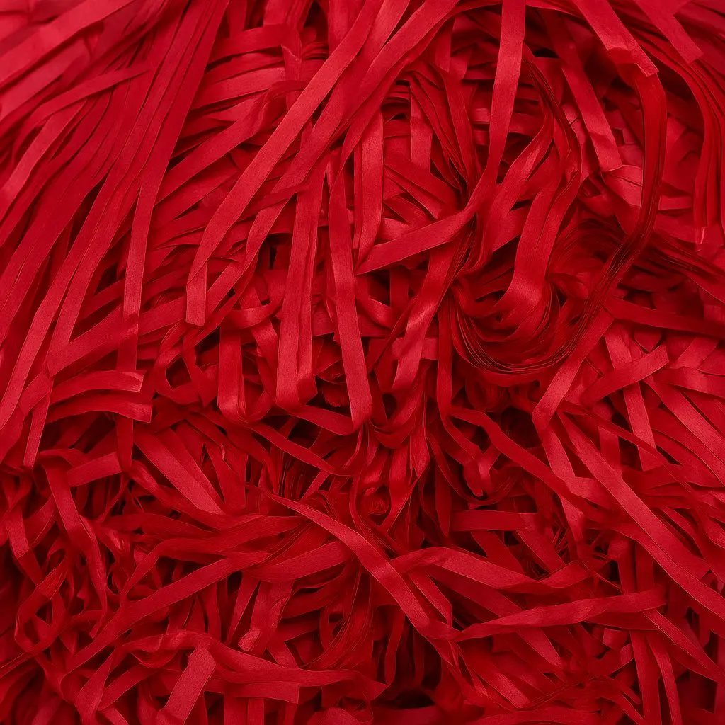  SP01 007 Red Fine-Cut Shredded Paper | Decorative Void Filler for Hampers, Baskets & Gift Boxes