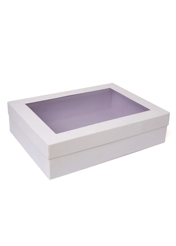 B36 47 (12"x16"x4") White Window Display Gift Box | Birthday Gift Box | Eid Gift Box | Wedding Gift Box