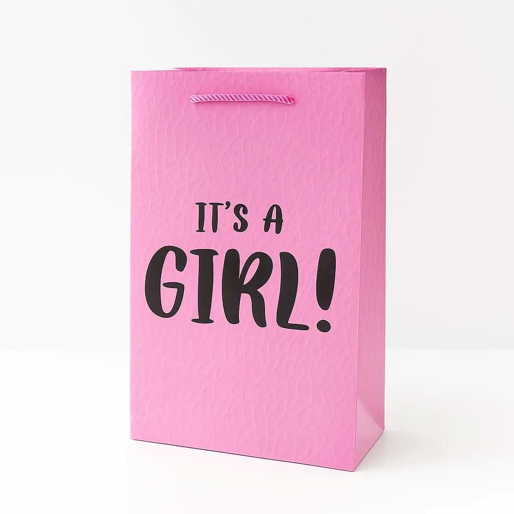H27 20 (3.5"x7"x11") Pink Gift Bag | Perfect for Gender Reveal, Baby Girl Gifts, Baby Shower, Newborn Gifts, Special Occasion Gifting