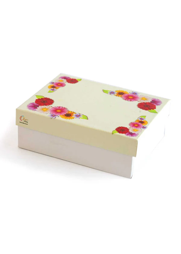 B08 05 (6"x8"x2.5") White Floral Gift Box | Birthday Gift Box | Wedding Gift Box | Eid Gift Box