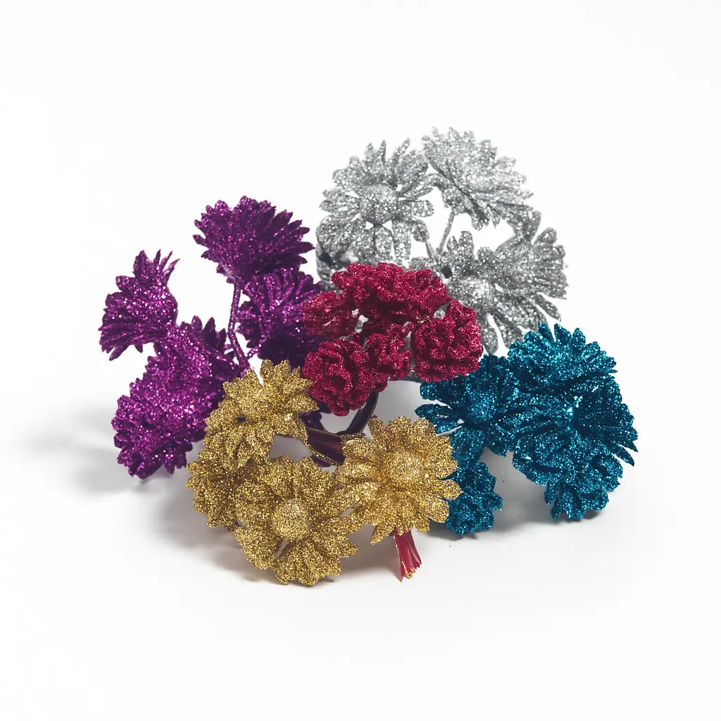 FLOWER MULTI COLOUR(10*50) | Artificial Glitter Daisy Flower Bunches for Gift Hampers & Boxes