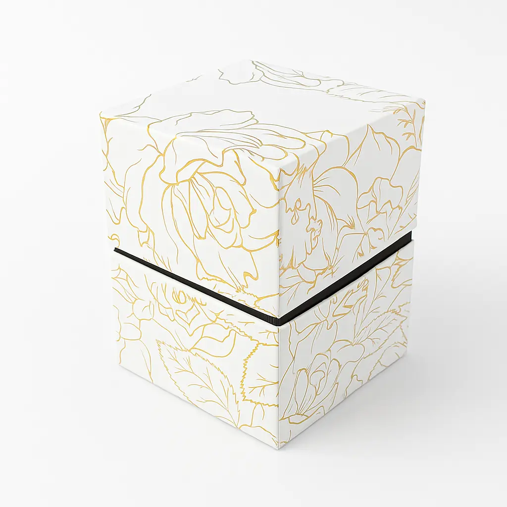 B44 02 (4"x4"x5.5" Inches) White/Gold Gift Box | Birthday Gift Box | Eid Gift Box | Wedding Gift Box