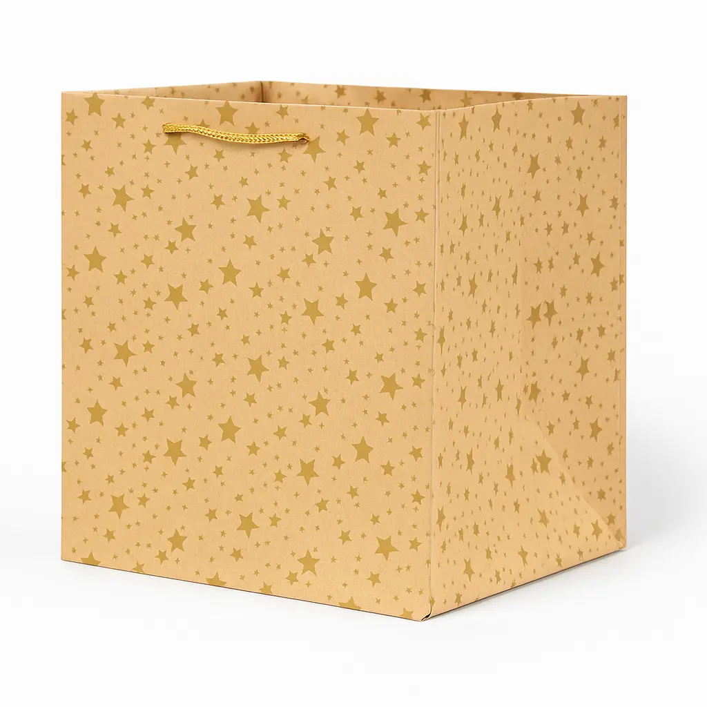 H06 11 (9"x9"x8.5") Kraft Gift Bag | Perfect for Medium-Sized Items, Books, Small Apparel, Sweets, Cosmetic Sets, and Special Event Giveaways