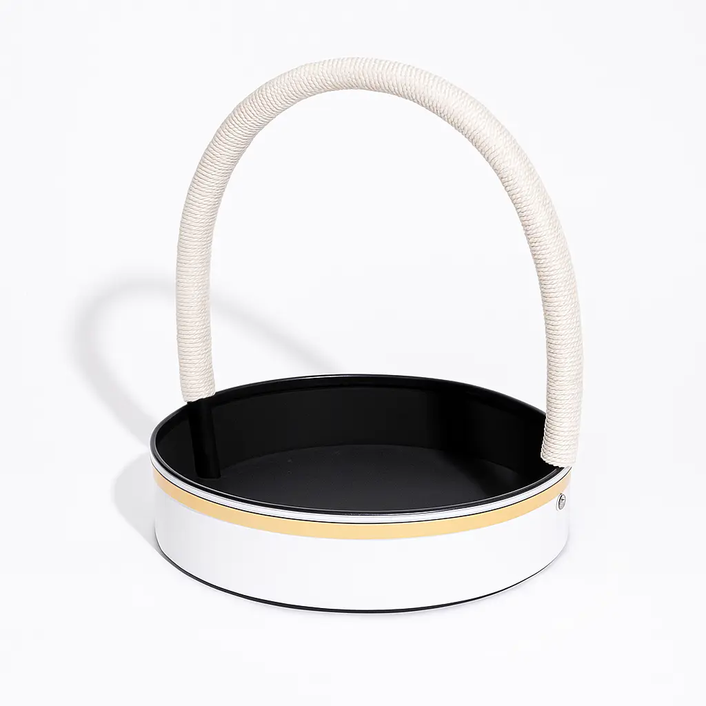 K22 01 (14.6"X14.6"X3") White Round Gift Basket | Wedding, Engagement, Corporate Gifting, Luxury Product Display