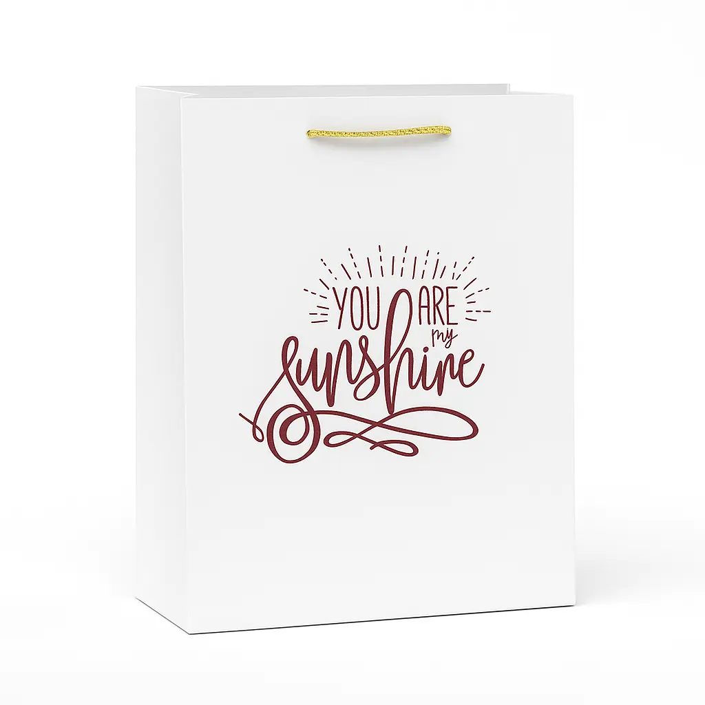 [H2636000000] H26 36 (4"x11"x14") White"You Are My Sunshine" Gift Bag | Perfect for  Wedding, Mothers Day, Friendship Day, Birthday, Special Occasion Gifting