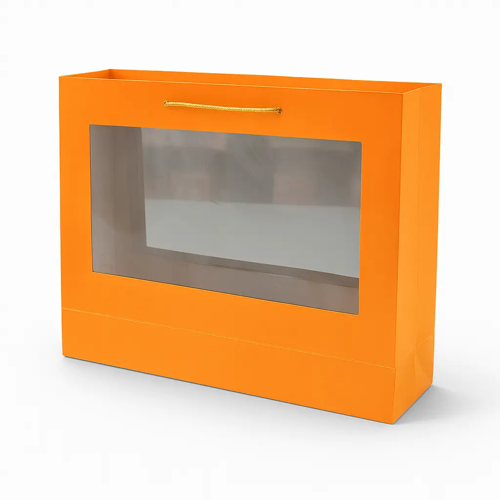 [H28W03ORANG] H28 W03 (5"x17.5"x13") Orange Window Display Gift Bag | Perfect for  Birthday, Everyday Gifting, Wedding, Corporate, Special Occasion Gifting