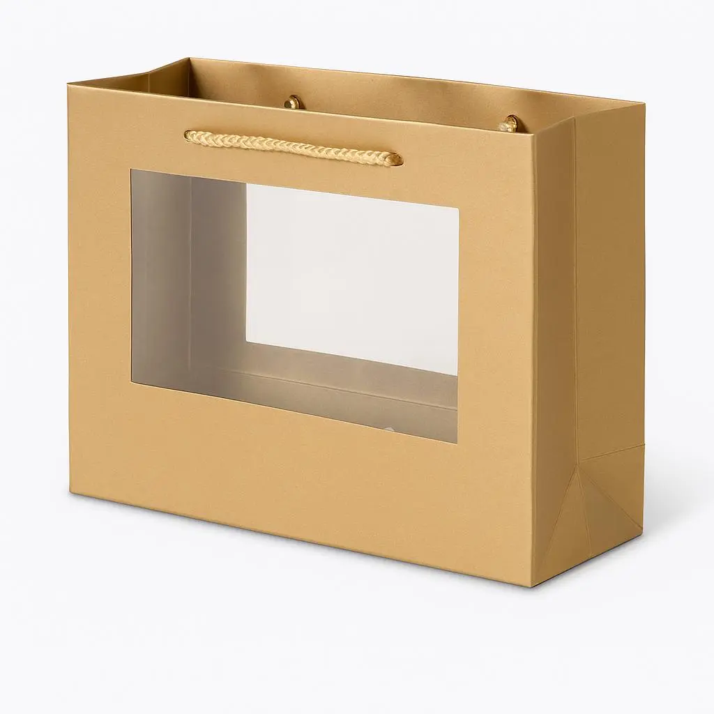 [H28W04GOLDN] H28 W04 (5"x17.5"x13") Skin Window Display Gift Bag | Perfect for  Birthday, Everyday Gifting, Wedding, Corporate, Special Occasion Gifting