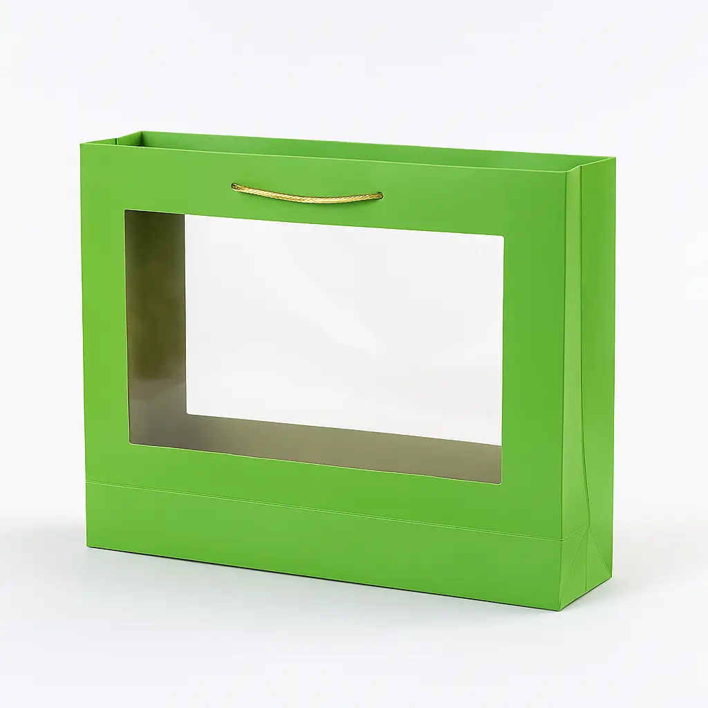 [H28W05GREEN] H28 W05 (5"x17.5"x13") Green Window Display Gift Bag | Perfect for  Birthday, Everyday Gifting, Wedding, Corporate, Special Occasion Gifting