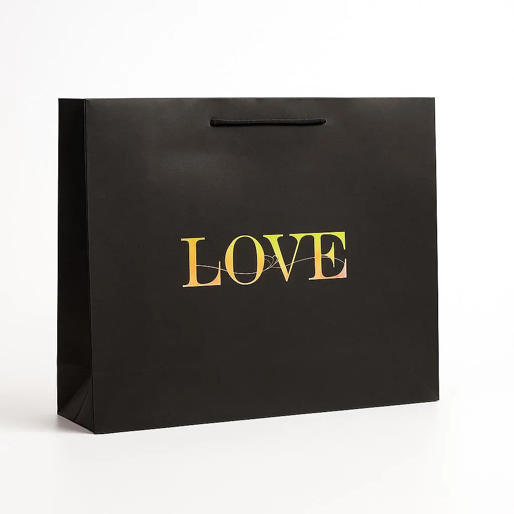 H28 23 (5"x17.5"x13") Black "LOVE" Gift Bag | Perfect for  Wedding, Valentine Day, Anniversary, Special Occasion Gifting