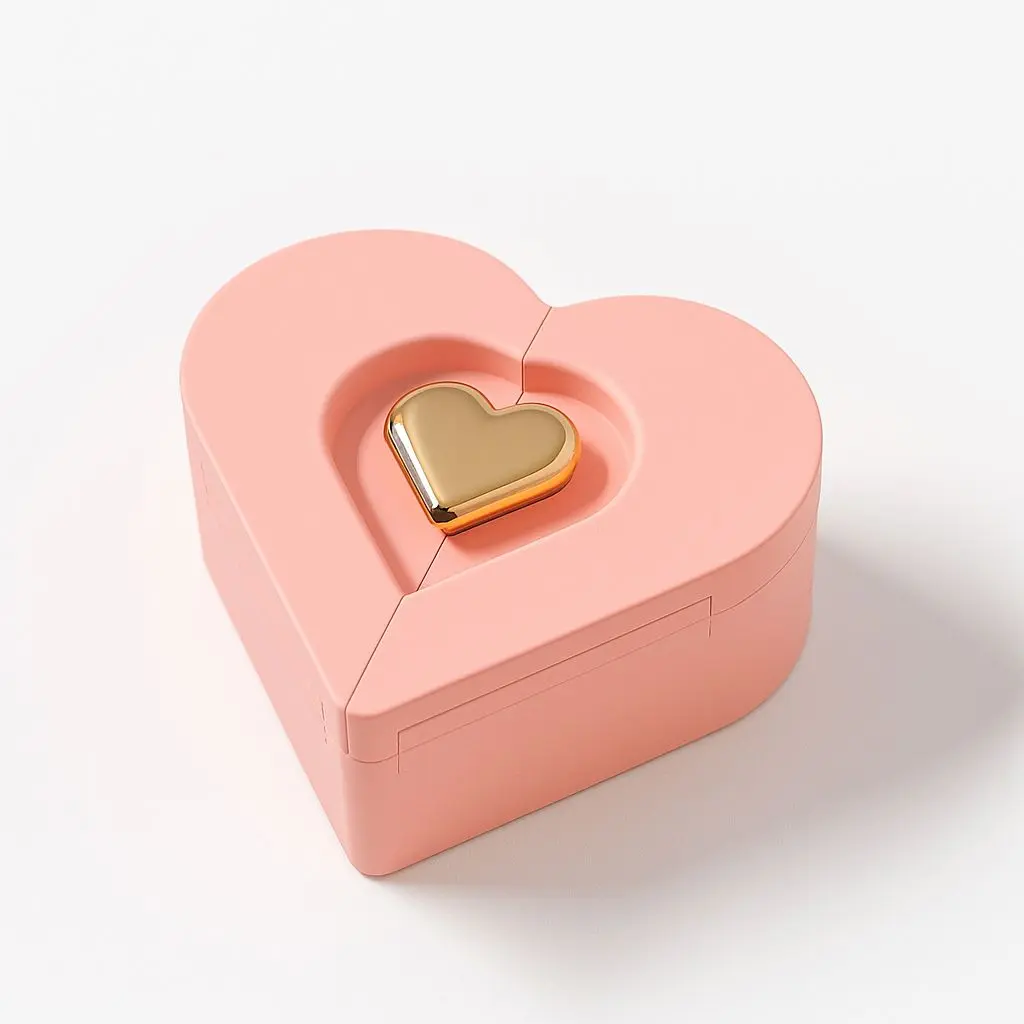[BJ13HEART03] BJ 13 PINK | Romantic Blush Pink Heart-Shaped Jewelry Box with Center Display Slot