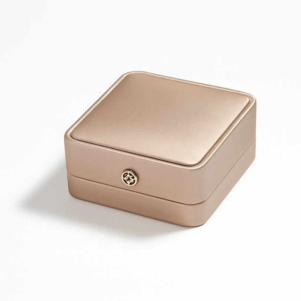 [BJ10SKIN002] BJ 10 SKIN | Classic Skin Faux Leather Ring Box with Snap Button Clasp