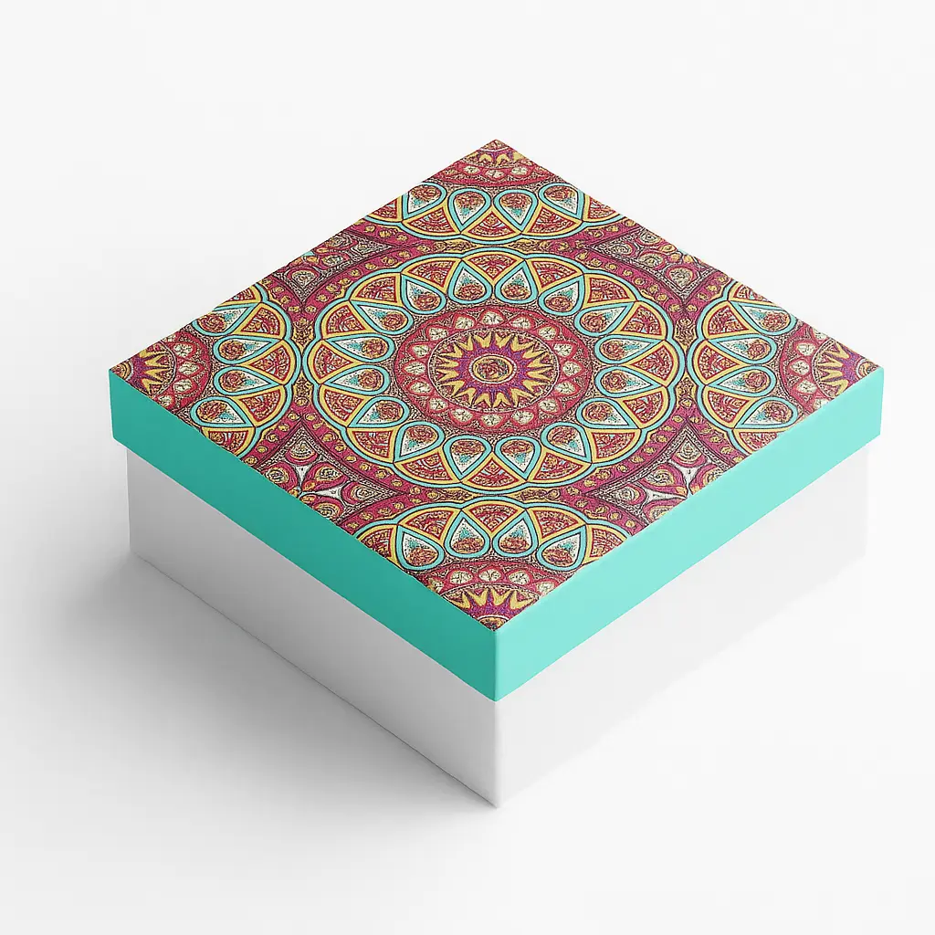 B05 16 (5.5"x5.5"x2.5") White & Aqua Gift Box | Birthday Gift Box | Wedding Gift Box | Favor Box | Eid Gift Box