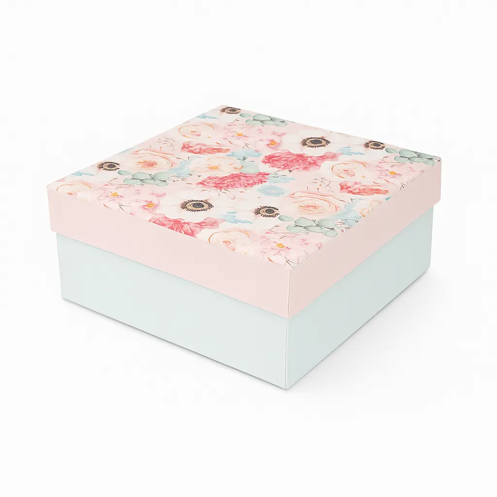 B05 17 (5.5"x5.5"x2.5") White & Blush Pink Gift Box | Birthday Gift Box | Wedding Gift Box | Favor Box | Eid Gift Box
