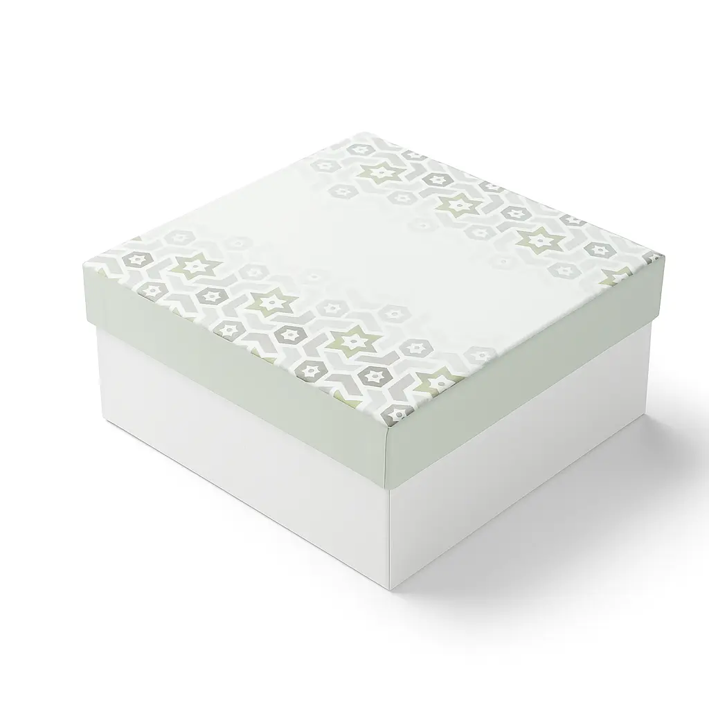 B05 18 (5.5"x5.5"x2.5") White & Sage Green Gift Box | Birthday Gift Box | Wedding Gift Box | Favor Box | Eid Gift Box