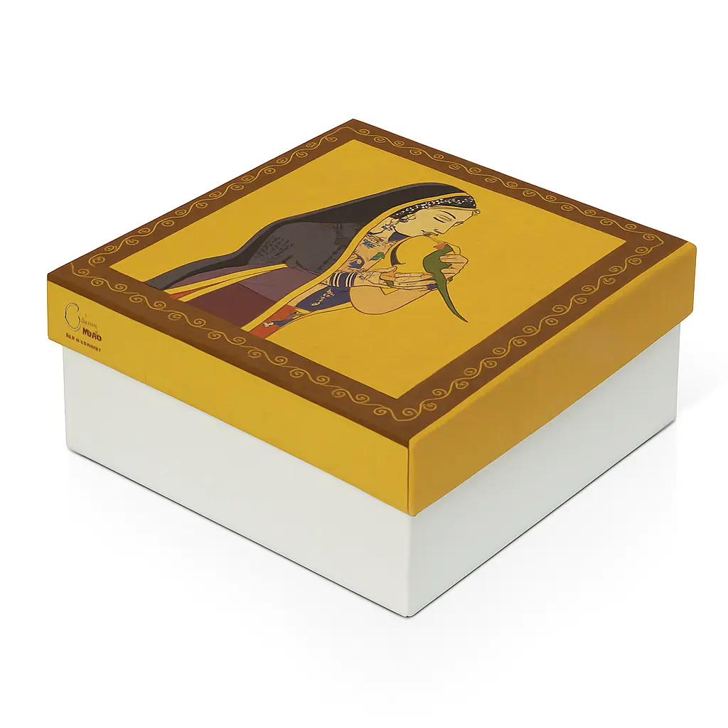 B05 20 (5.5"x5.5"x2.5") Cream & Blue Gift Box | Birthday Gift Box | Wedding Gift Box | Favor Box | Eid Gift Box