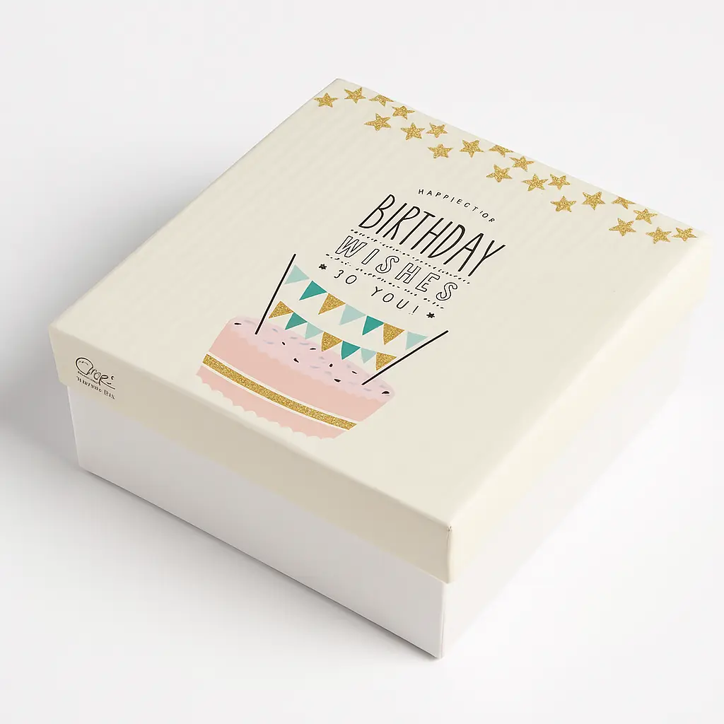 B05 34 (5.5"x5.5"x2.5") Cream & Blue Gift Box | Birthday Gift Box | Favor Box 