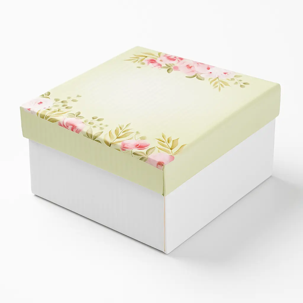 B05 35 (5.5"x5.5"x2.5") White & Pale Green Gift Box | Birthday Gift Box | Wedding Gift Box | Favor Box | Eid Gift Box