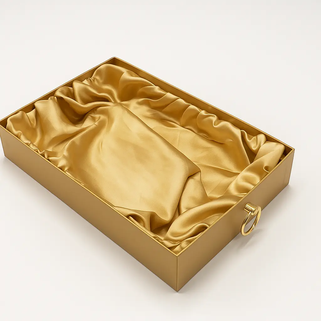 [K2506GOLDEN] K25 06 (9"x14"x2.5") Luxury Dark Brown Display Tray | Empty Silk-Lined Basket | Gold Metal Accent | Wedding, Engagement, Corporate Gifting, Luxury Product Display
