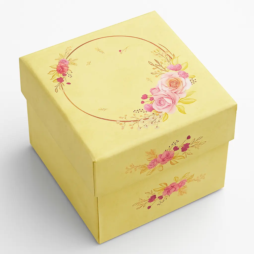 B02 02 (3"x3"x2") Soft Yellow Gift Box | Birthday Gift Box | Wedding Gift Box | Favor Box | Eid Gift Box
