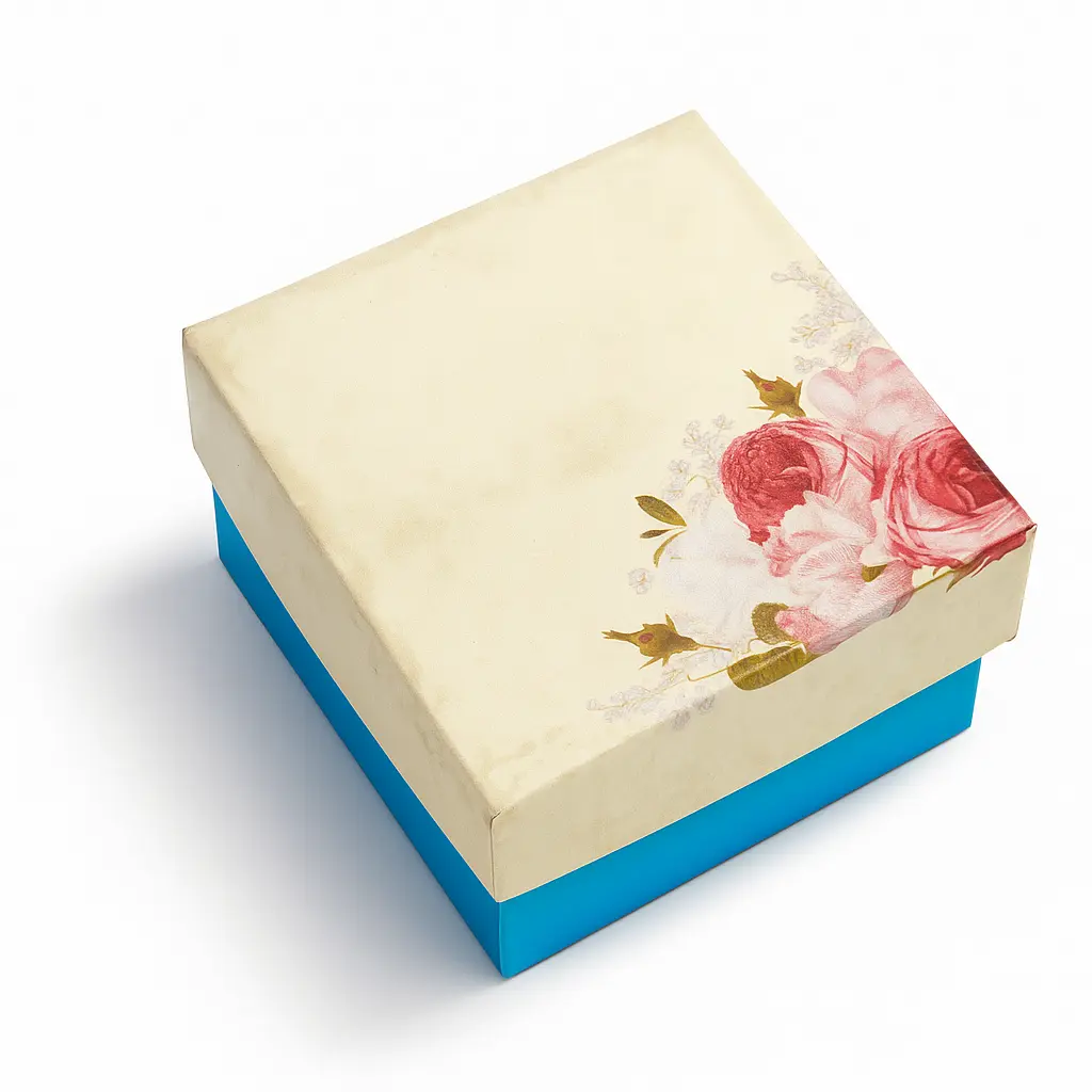 B02 11 (3"x3"x2") Cream & Blue Gift Box | Birthday Gift Box | Wedding Gift Box | Favor Box | Eid Gift Box