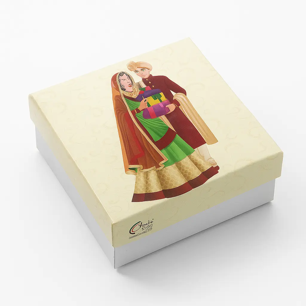 B03 11 (3.5"x3.5"x1.5") Cream Gift Box | Couples Gift Box | Wedding Gift Box | Anniversary Gift Box 