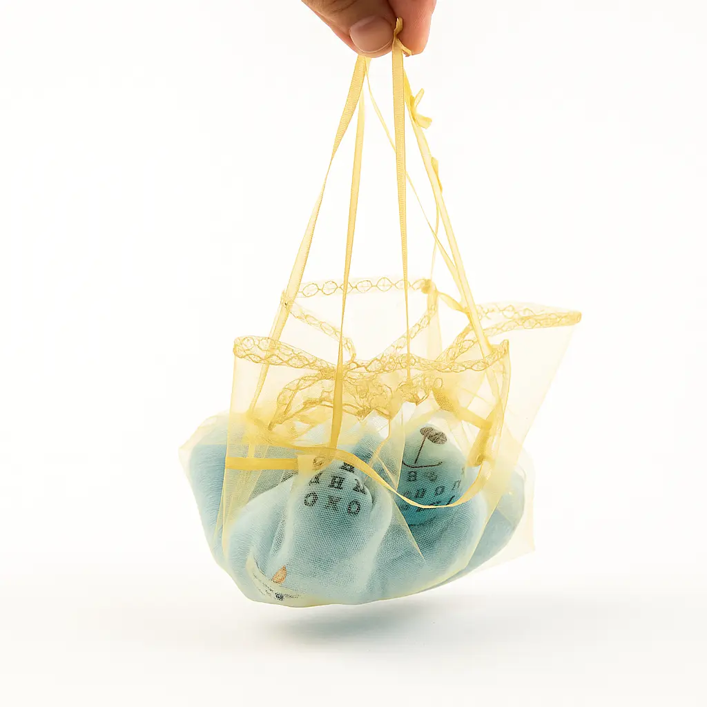 A08 02 | Sheer Organza Drawstring Hanging Basket | Delicate Favor Bag for Wedding & Baby Shower Hampers
