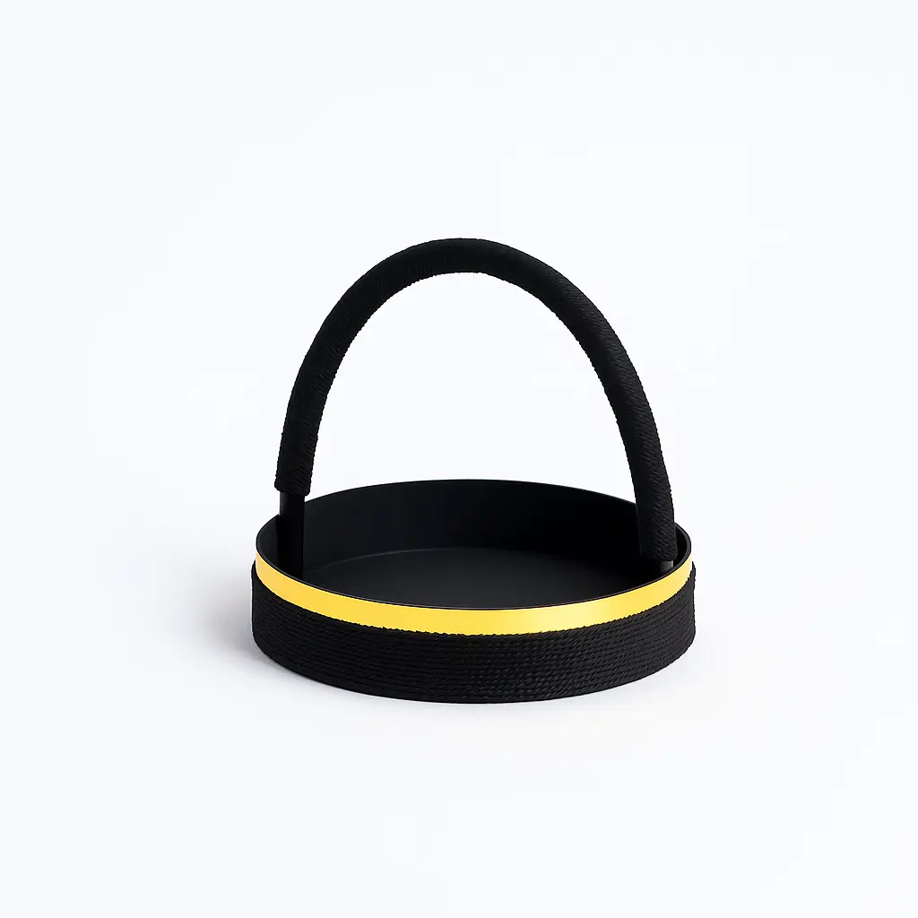 K20 04 (13"X13"X3") Black Round Gift Basket | Wedding, Engagement, Corporate Gifting, Luxury Product Display