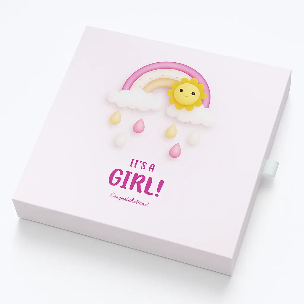 B17 05 (7.25''x1.5''x7.25'') Pink Baby Girl Gift Box | Sweet Gift Box for 1/2kg