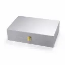 B40 W01 | Luxury Wooden Gift Box in Metallic Silver with Gold Clasp – Premium Wooden Keepsake & Hamper Box