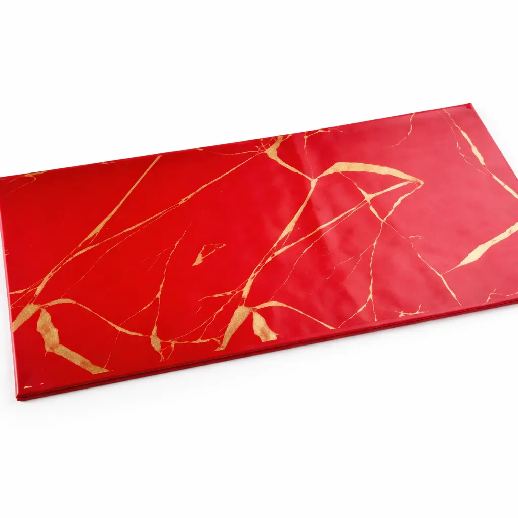 [W01NT002RED] W01 002 Luxury Red & Gold Marble Gift Wrapping Paper Sheets