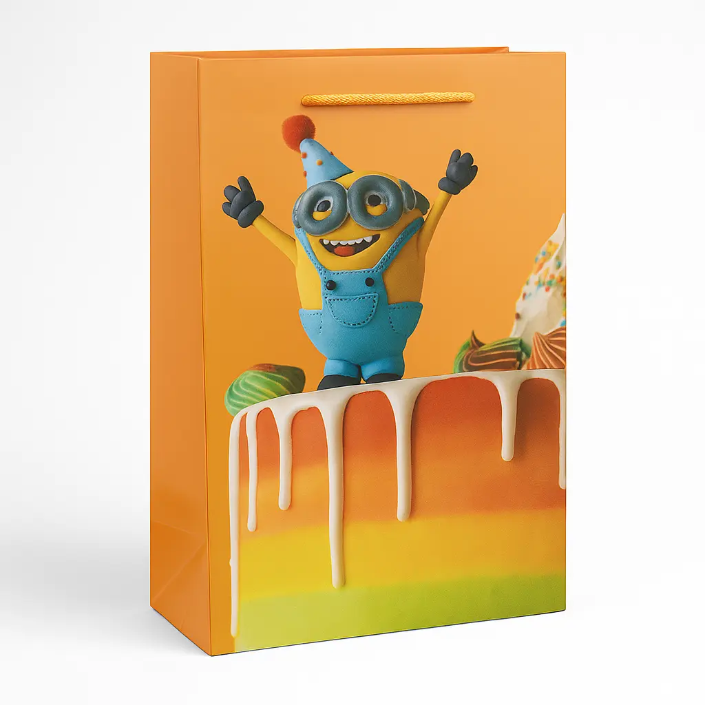 H27 13 (3.5"x7"x11") Joyful Minion Gift Bag | Perfect for Celebrations, Kids Birthdays, Everyday Gifting