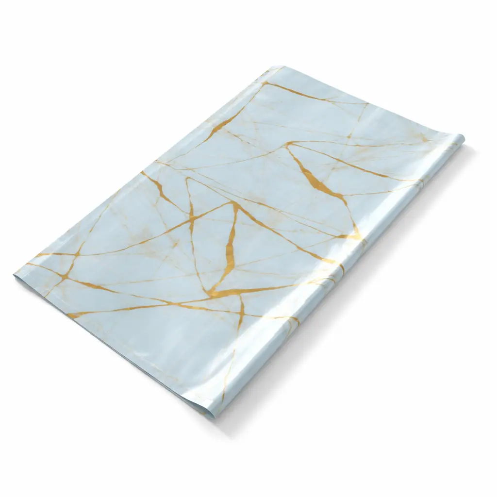 [W01NT007SKY] W01 07 - Luxury Light Blue & Gold Marble Gift Wrapping Paper Sheets