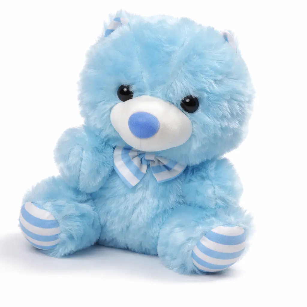 Toy Teddy Bear (S) | Baby Blue Teddy Bear Soft Plush Toy with Striped Bow